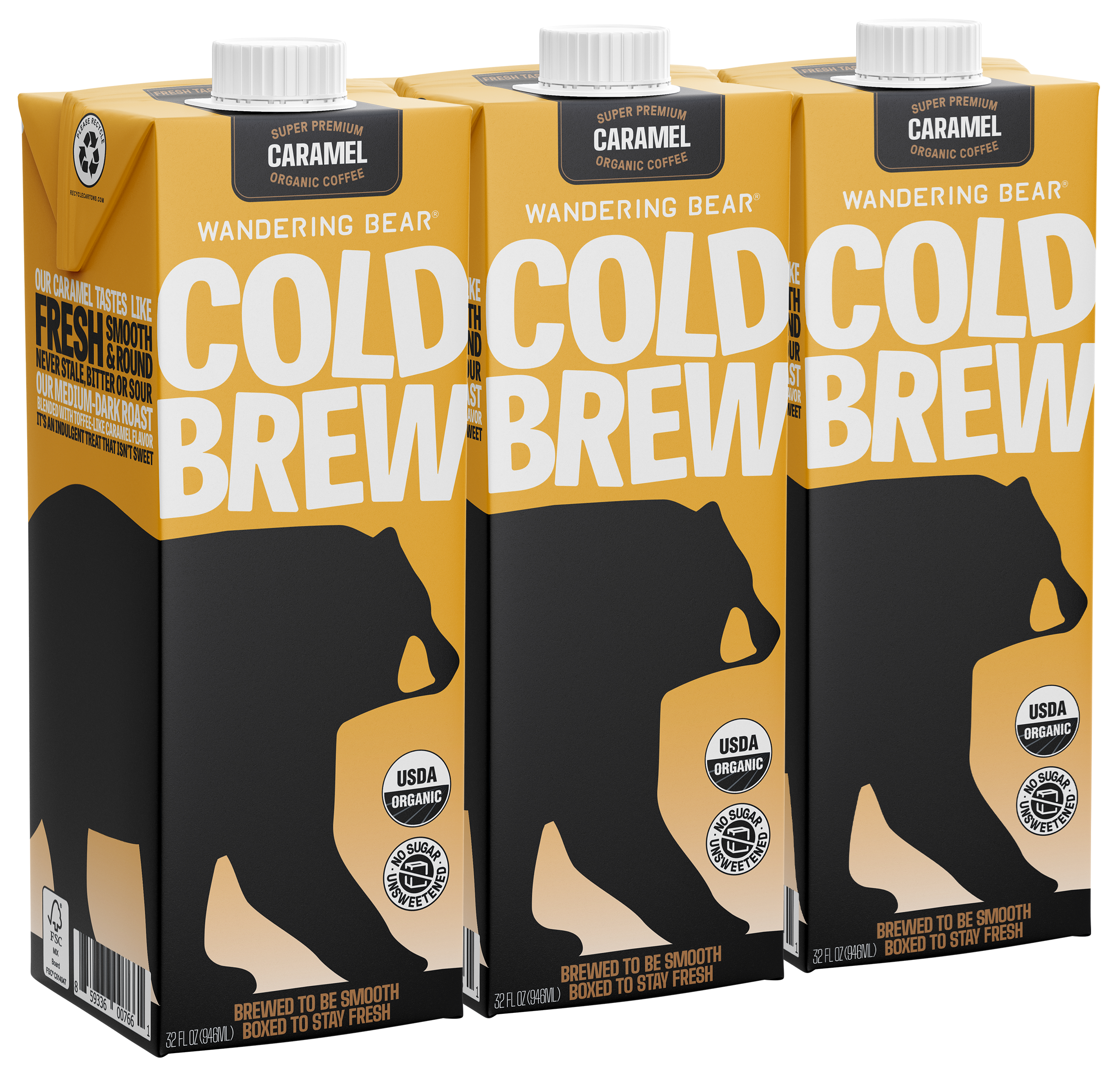 Cold Brew Coffee (32oz Cartons) - Caramel - Wandering Bear Coffee
