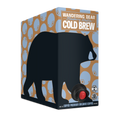Three-quarter view of 96 fl oz Wandering Bear Blueberry Muffin Cold Brew box showing bear graphic and built-in pour spout