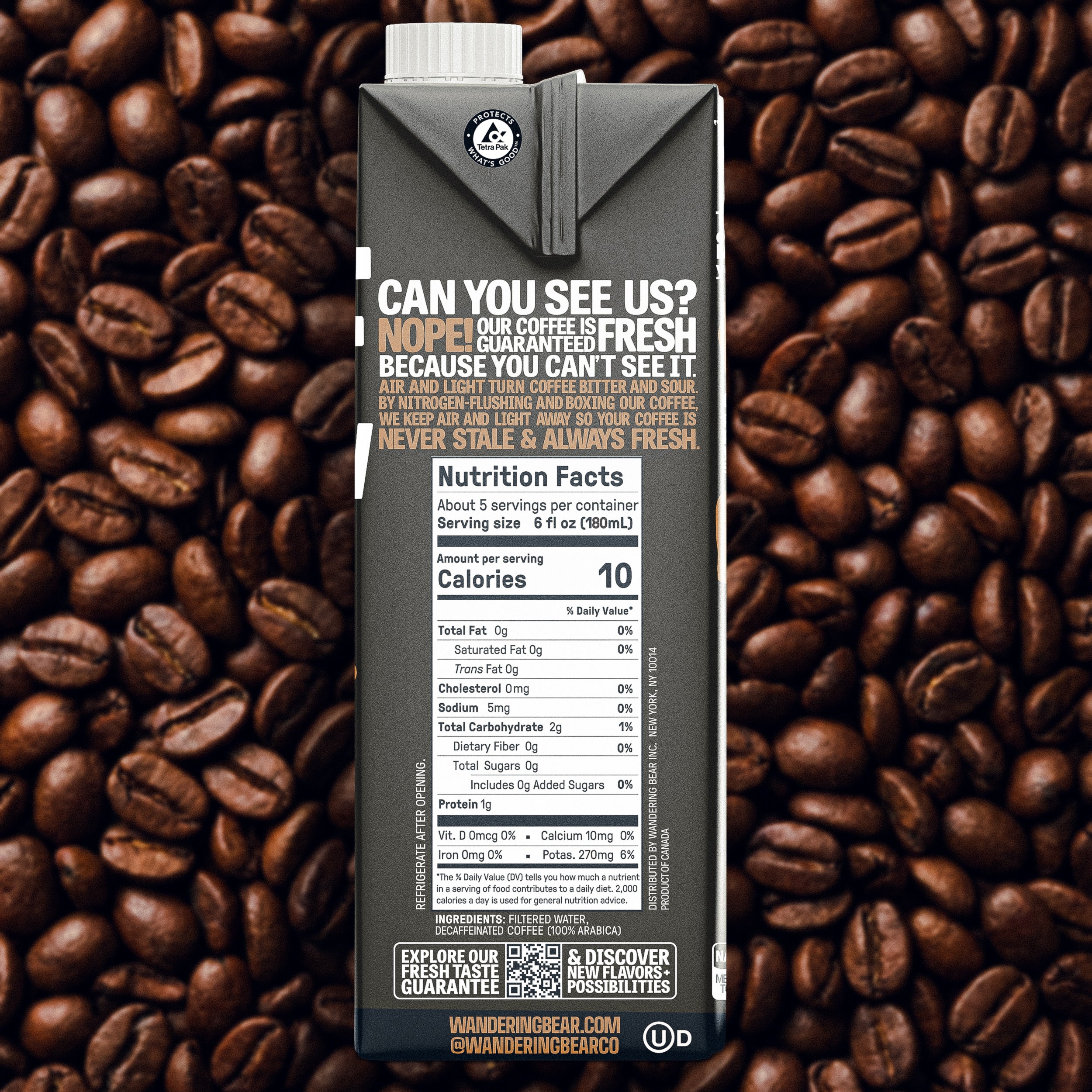 Cold Brew Coffee (32oz Cartons) - Decaf - Wandering Bear Coffee