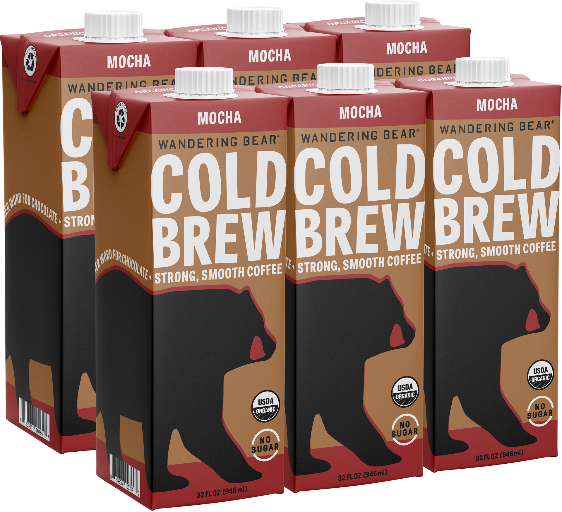 Mocha Cold Brew Coffee (6 Cartons 32oz)