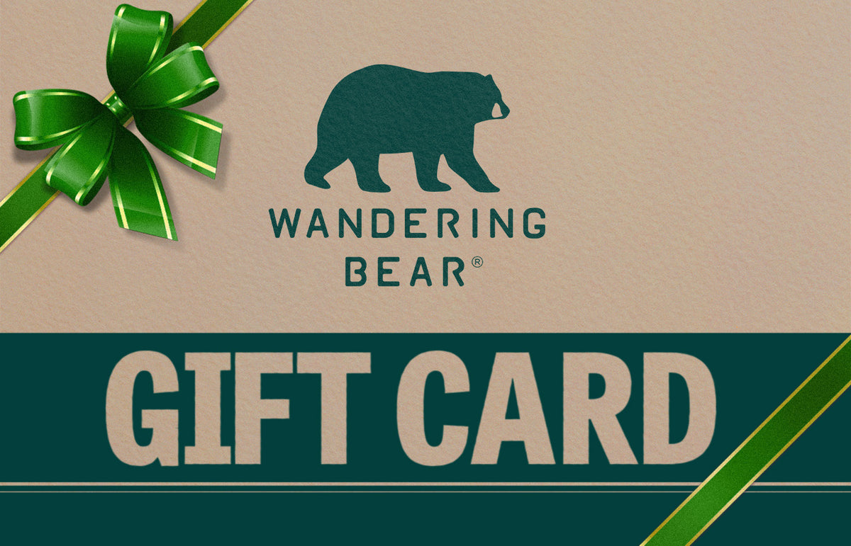 Front view of Wandering Bear gift card showcasing large 