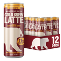 Front view of Wandering Bear Mocha Cold Brew Latte 8 fl oz can with 12 pack carrier showing 11g protein label on white background