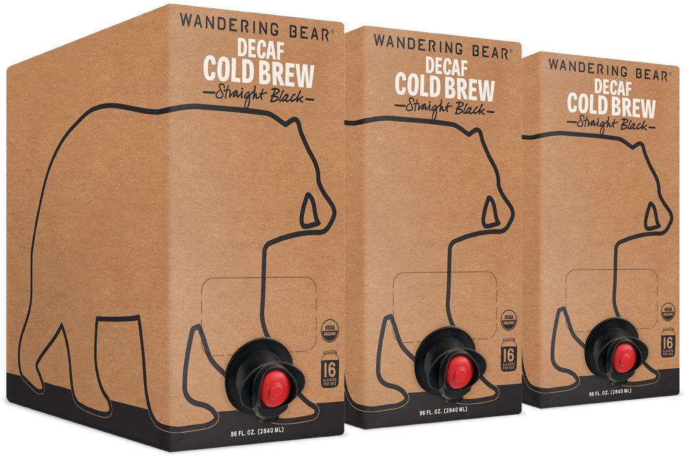 Cold Brew On Tap (3 Boxes 96oz) - Decaf Black