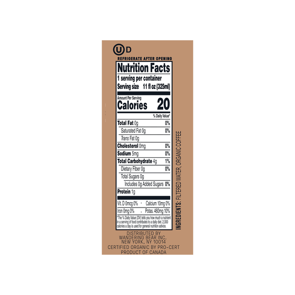 Cold Brew Coffee (12 Cartons 11oz) - Straight Black